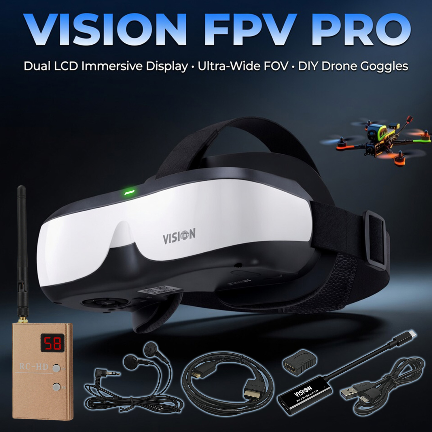 Fpv Drone Goggles - FPV-bril, op het hoofd te dragen